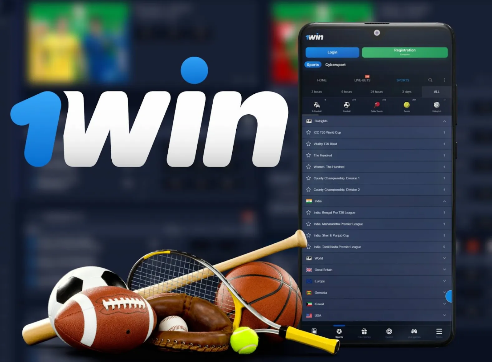 1win types of sports